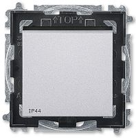 Переключатель кнопочный без рамки ABB EPJ Levit 1-кл. проходной IP44 серебро/дымчатый чёрный картинка